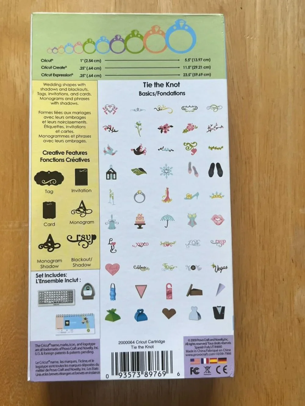 Cricut Tie The Knot Wedding Cartridge w Overlay, Booklet and Box Complete Set
